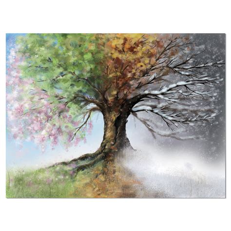Designart Tree With Four Seasons Tree Painting Canvas Art Print