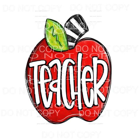 Martodesigns Teacher Red Apple Sublimation Transfers