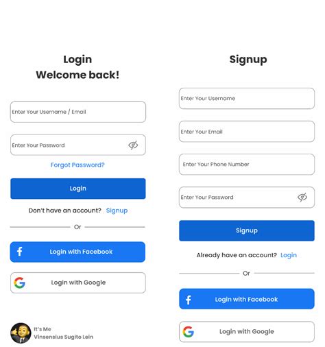 Login And Signup Form Android By Vsl Figma