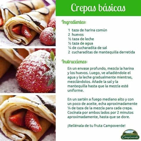 Cómo hacer masa de crepes, receta fácil y rápida para disfrutar del desayuno más delicioso. Crepas | Recetas de comida, Recetas deliciosas, Recetas