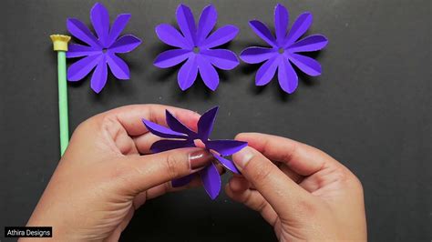 Violet Paper Flowers Very Easy Step By Step Tutorial Paper Crafts