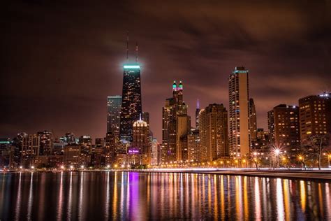 2924931 Skyscraper Cityscape Chicago Water Lights Clouds Wallpaper