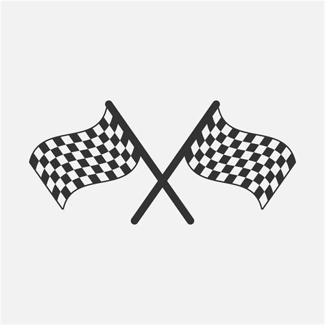 Two Crossed Checkered Racing Flags Vector Icon Isolated On White