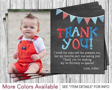 First Birthday Thank You Card With Photo Editable Thank You Etsy