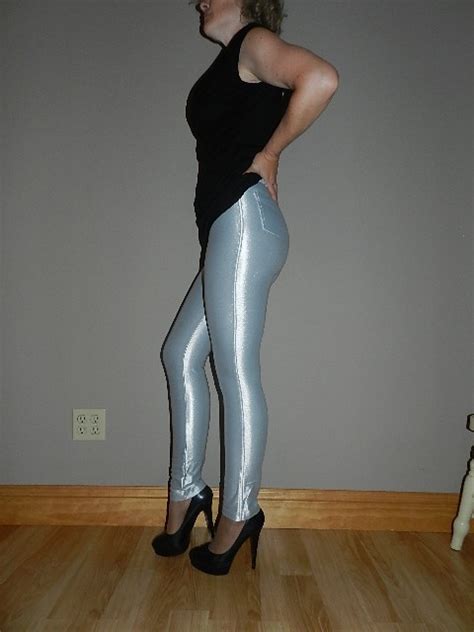 Vtg Spandex Disco Fredericks Silver Pants Trousers Rocker Skinny Shiny