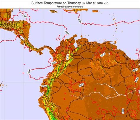 Colombia Surface Temperature On Monday 09 Aug At 7am Cot