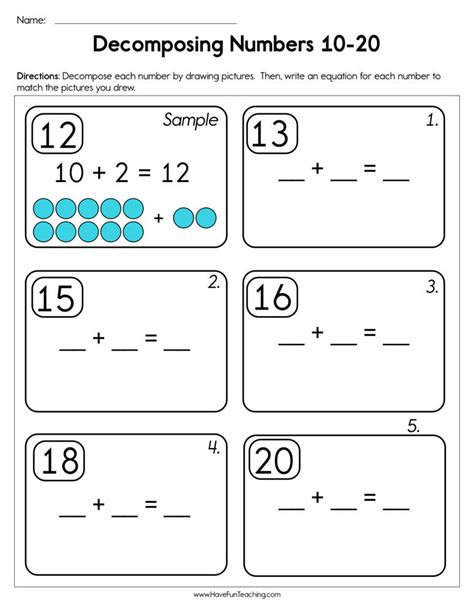 Compose And Decompose Numbers Up To 10 Worksheets