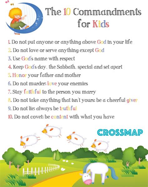 Free ten commandment crafts, printables, and activities for kids! Ten Commandments PRINTABLE For Kids | Crossmap