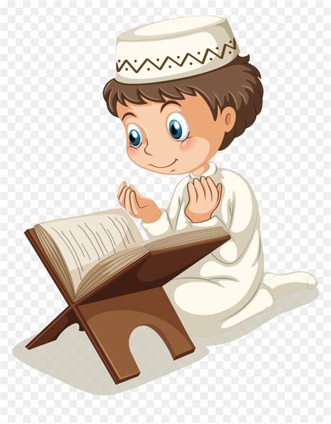 Muslim Islam Boy Clip Art Boy Reading Quran Clipart Hd Png Download
