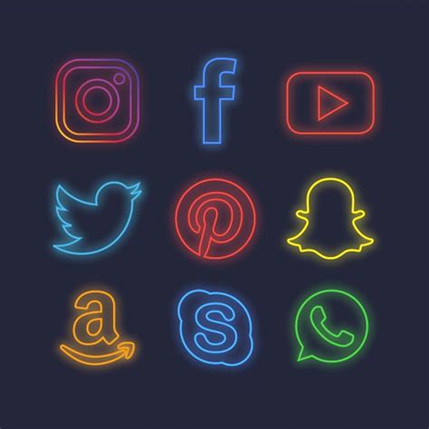 Iconos de redes sociales aesthetic. Descarga Iconos de las redes sociales con efecto luces de ...