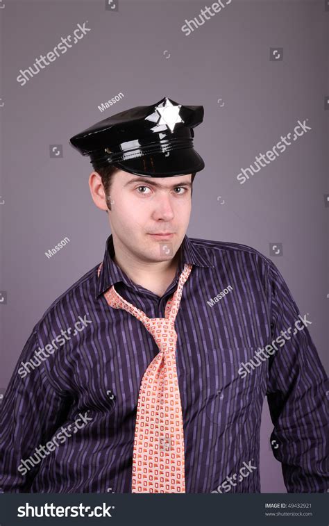 Funny Policeman In Cap Stock Photo 49432921 Shutterstock