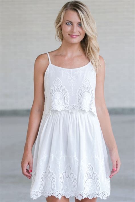 Cute White Dress White Summer Dress White Embroidered Dress White