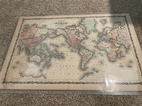 Antique Map Andjohnsons Map Of The World On Mercators Projection