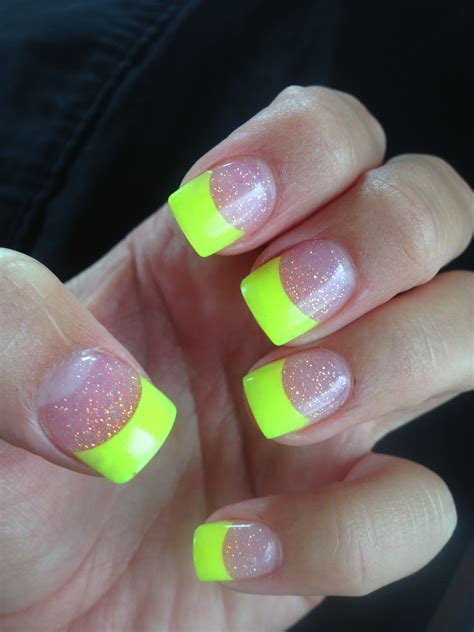 Bright Neon Yellow Tips Nails Nail Designs Nail Colors