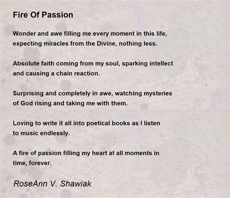 Fire Of Passion Fire Of Passion Poem By Roseann V Shawiak