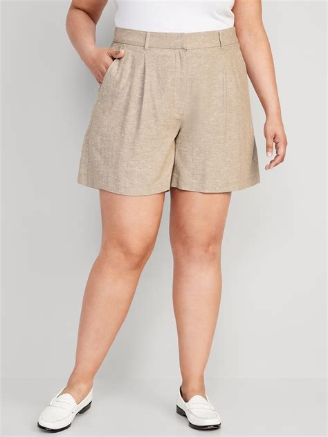 Extra High Waisted Linen Blend Taylor Shorts 6 Inch Inseam Old Navy
