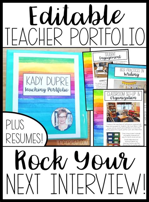 Editable Teacher Portfolio Template Teaching Resume Bright And