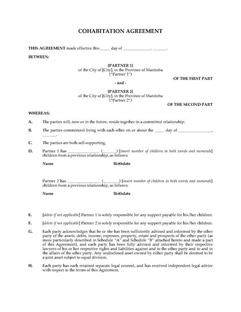 Calgary family property act cohabitation agreements are now a hot topic in alberta. Manitoba Cohabitation Agreement | Legal Forms and Business ...