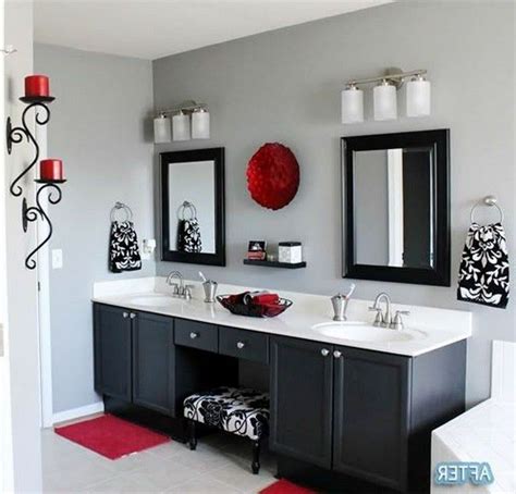 Simple Red And Black Bathroom For Small Room Home Decorating Ideas