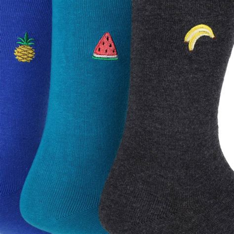 Multi 3 Pack Fruit Embroidered Socks Brandalley