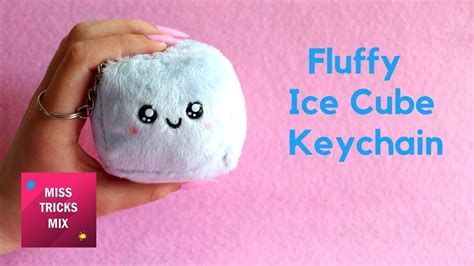 Fluffy Ice Cube Plush Keychain Diy Youtube