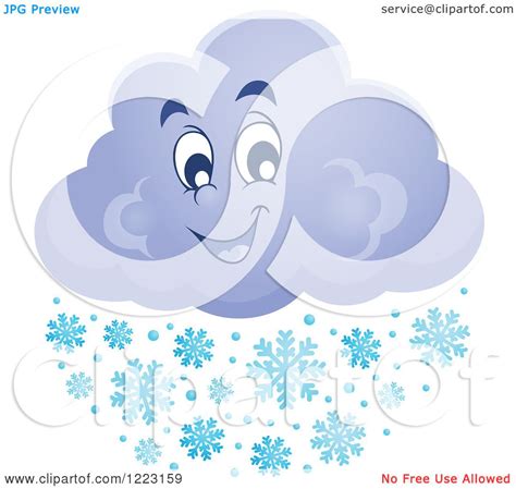 Clipart Of A Happy Winter Cloud With Snowflakes Royalty Free Vector