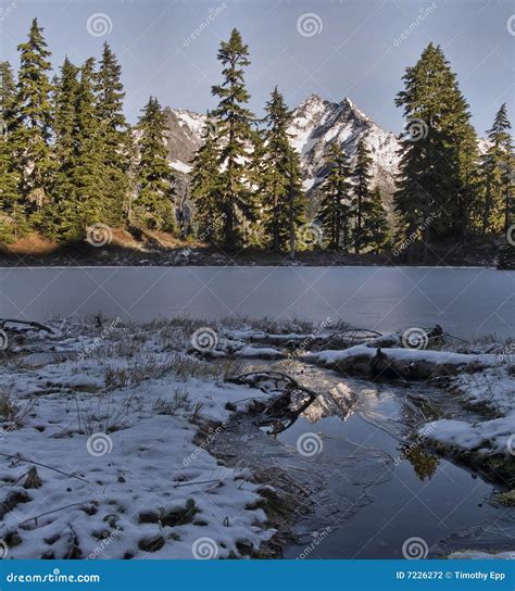 Frozen Lake And Mountain Peaks Stock Photo Image Of Cold Wilderness