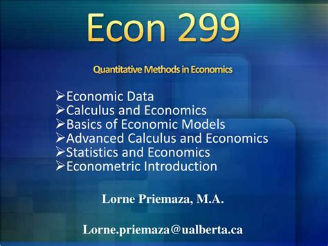 Ppt Econ 299 Quantitative Methods In Economics Powerpoint