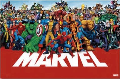 Marvel Comics The Lineup Heroes Superheroes Poster 34x22 inch - Poster ...