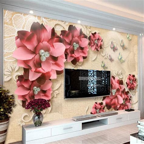 Beibehang Custom Wallpaper 3d Murals Retro Jewelry Flower Living Room