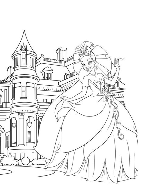 So princess coloring pages are a great way to explore your own fairy tale love story. Princess Tiana Is Showing A Nice Castle Coloring Pages ...