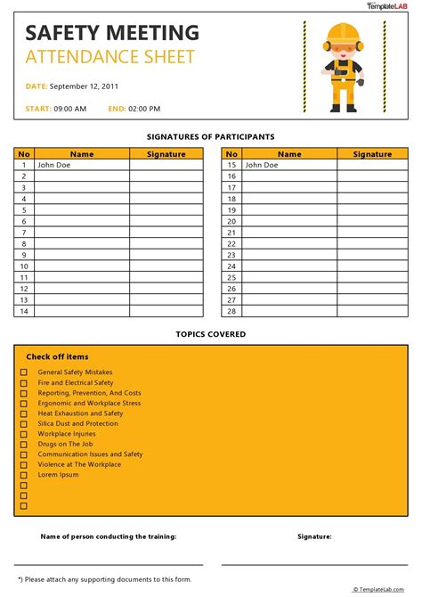 23 Free Printable Attendance Sheet Templates Wordexcel Images
