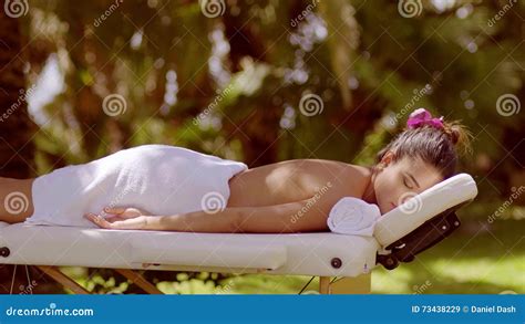 Calm Woman Laying Face Down On Massage Bench Stock Video Video Of