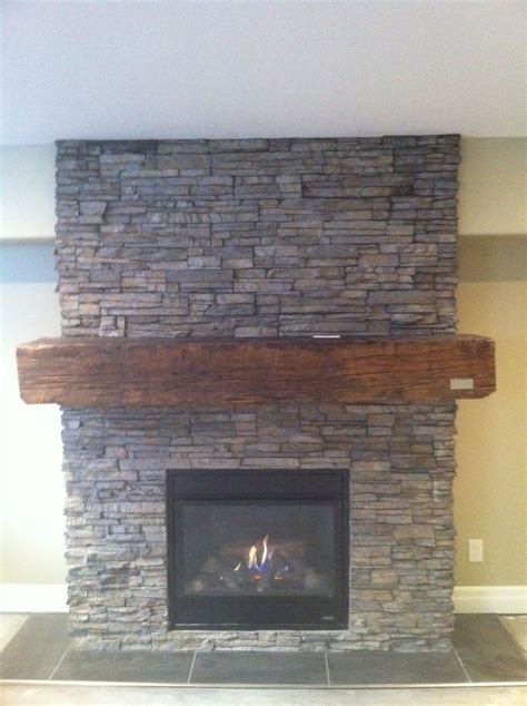 Stone Fireplace With 100 Year Old Barn Beam Mantel Stone Fireplace