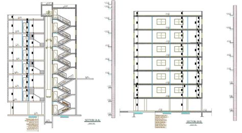 Architecture Apartment Building Section Drawing Cadbull