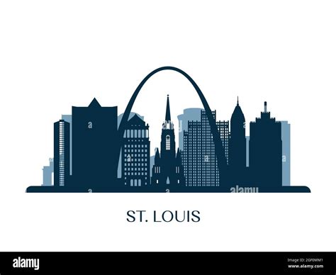 St Louis Skyline Monochrome Silhouette Vector Illustration Stock