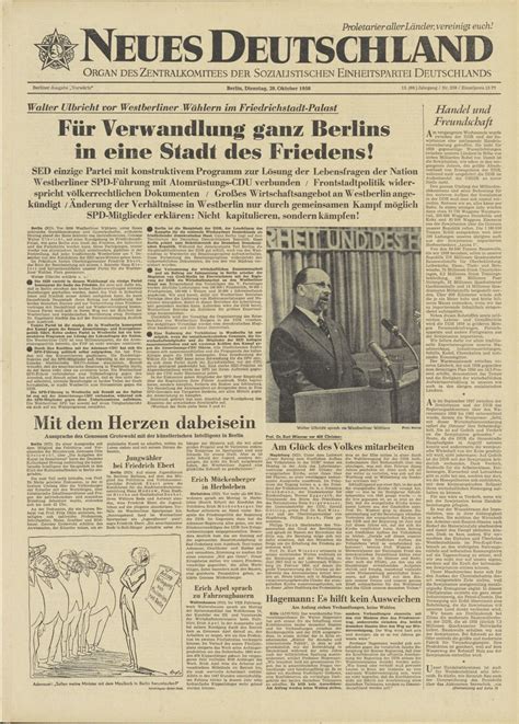 Lemo Objekt Titelseite Neues Deutschland Vom 28101958