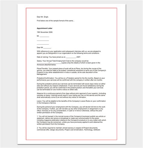 Doctor Appointment Letter Template