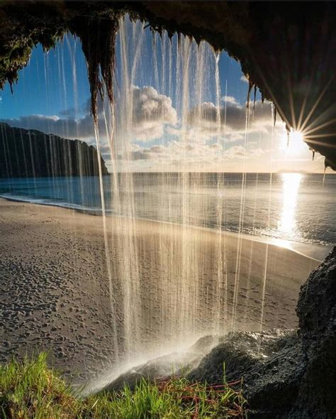 Cozy Cave Waterfall Nature Photography Scenery