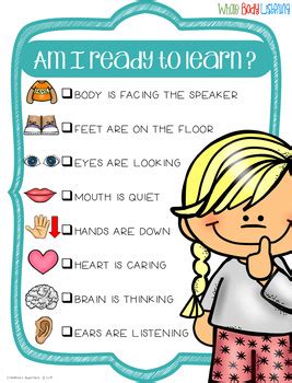 Whole body listening printable poster a great poster to hang in an elementary, preschool a great reminder to be a good listener! Whole Body Listening Posters by Chalkboard Superhero | TpT