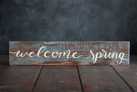 Welcome Spring 20 Inch Hand Lettered Wood Sign The Weed Patch