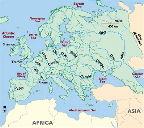 Europe Major Rivers Map Mapsofnet