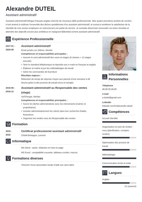 Exemple de CV d'assistant·e ou d'agent administratif·ve