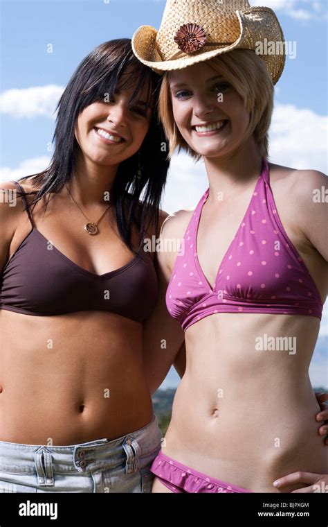 Two Women In Bikinis Stock Photo Alamy