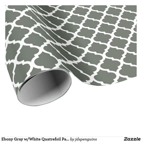 Ebony Gray Wwhite Quatrefoil Pattern Wrapping Paper Quatrefoil Pattern