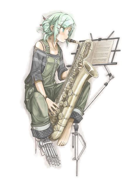 Hatsune Miku Playing A Baritone Saxophone Vocaloid Animemusicians