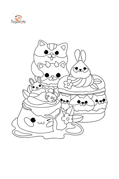 Lunch Sweet Cats Coloring Page Coloring For