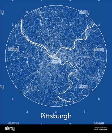 City Map Pittsburgh United States North America Blue Print Round Circle