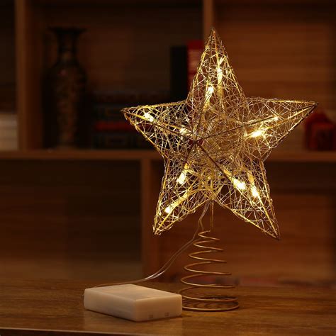 Battery Operated Indoor Outdoor Xmas Christmas Tree Topper Star Light