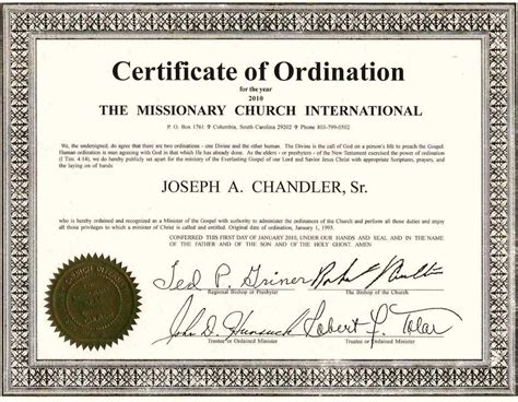 Free Printable Certificate Of Ordination Template Printable Free